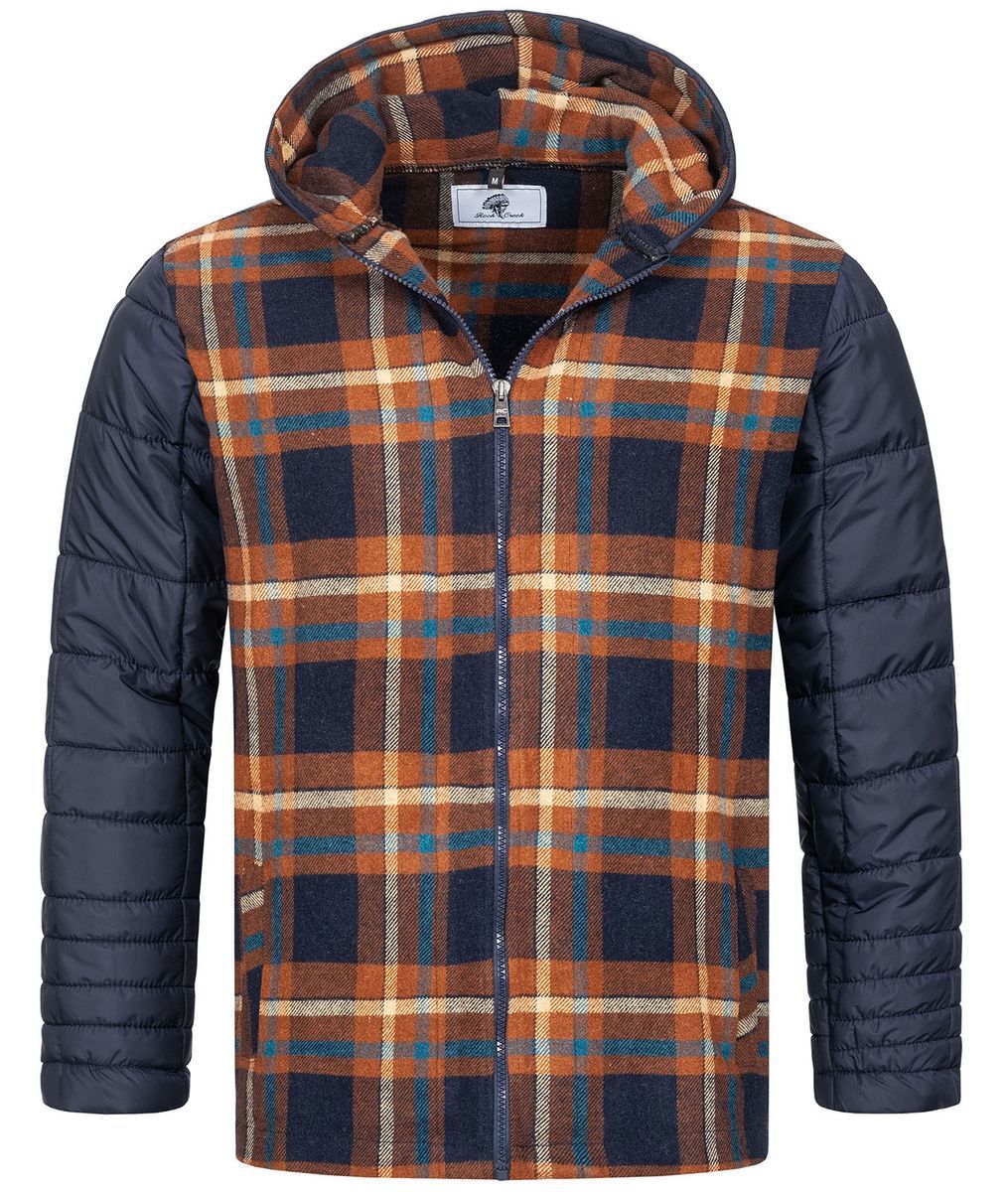 Karierte Flanelljacke mit gesteppten Ärmeln