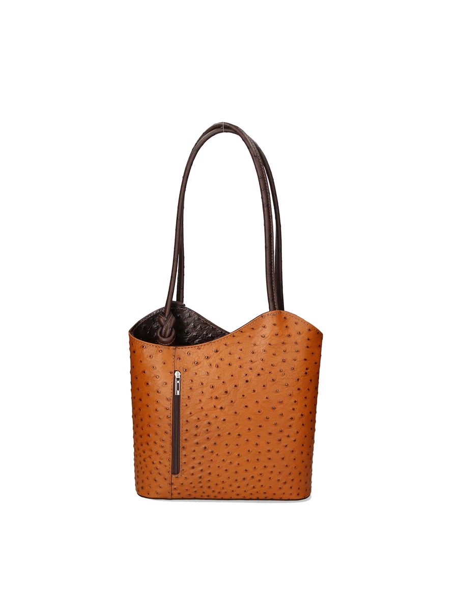 Konvertierbare Ledertasche mit Straußenmuster