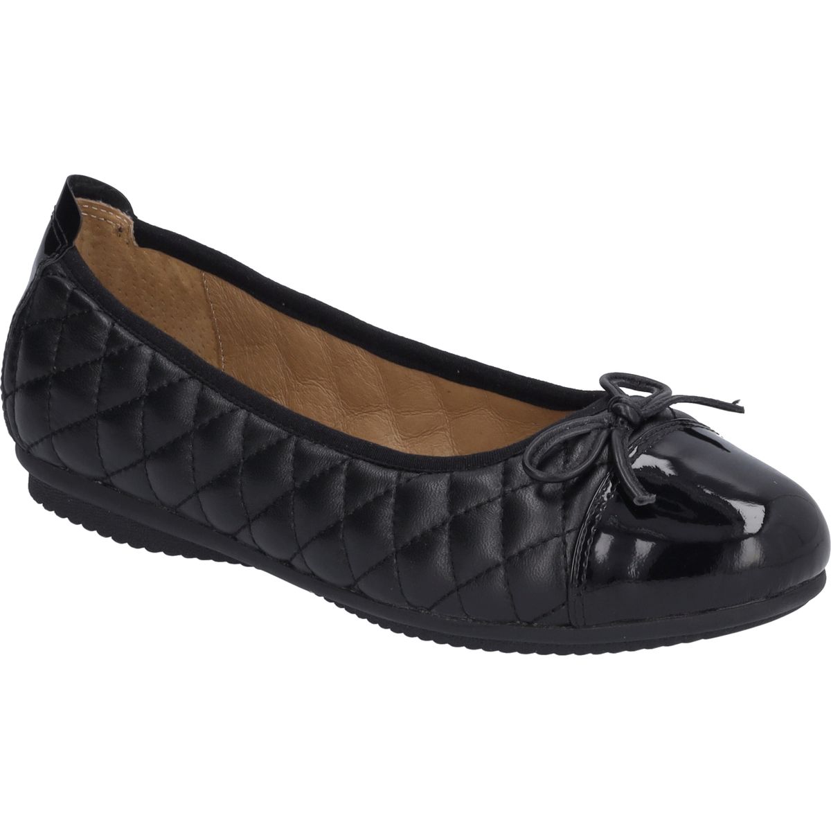 Schwarze gesteppte Ballerinas aus Leder