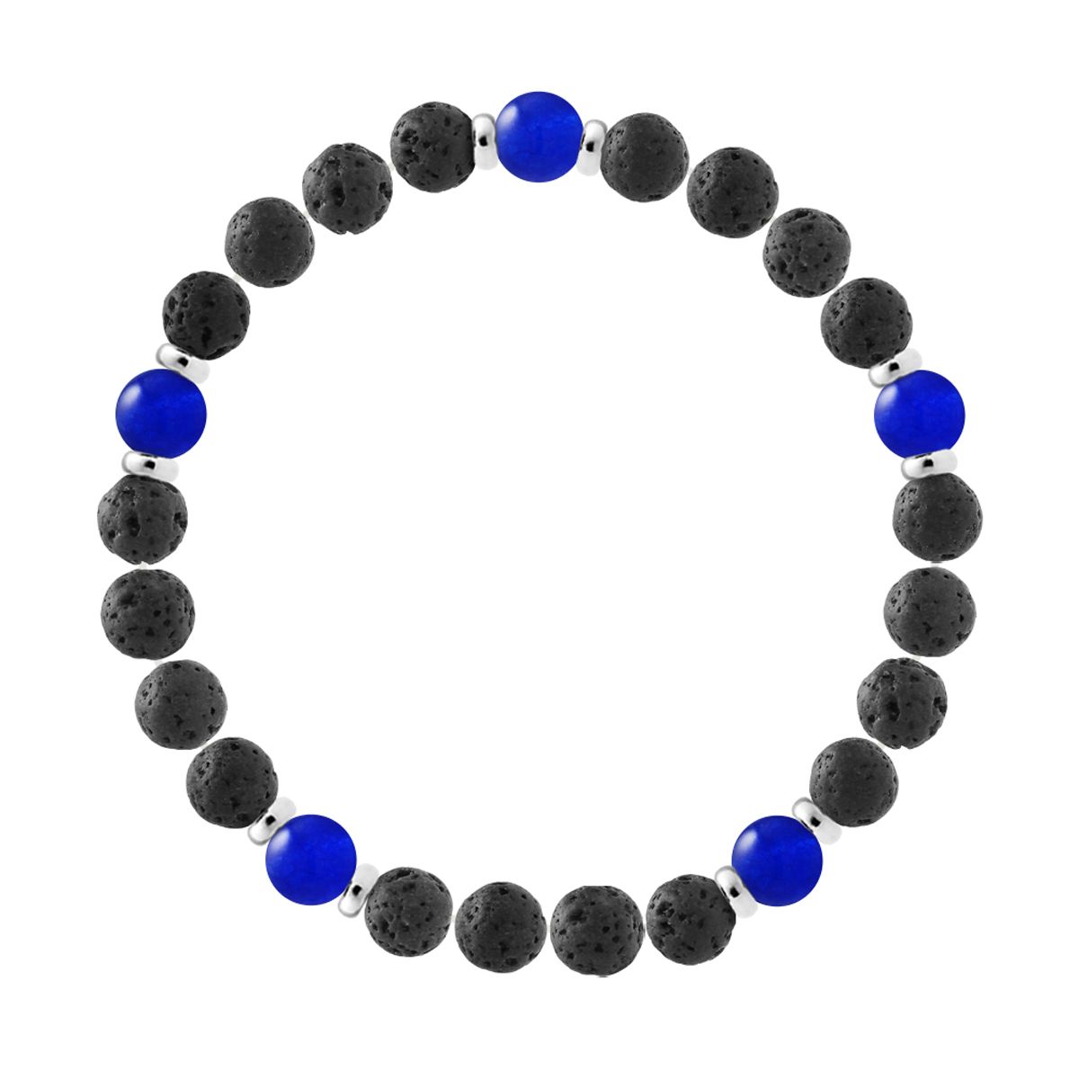 Armband Lavastein mit Chalcedonperlen