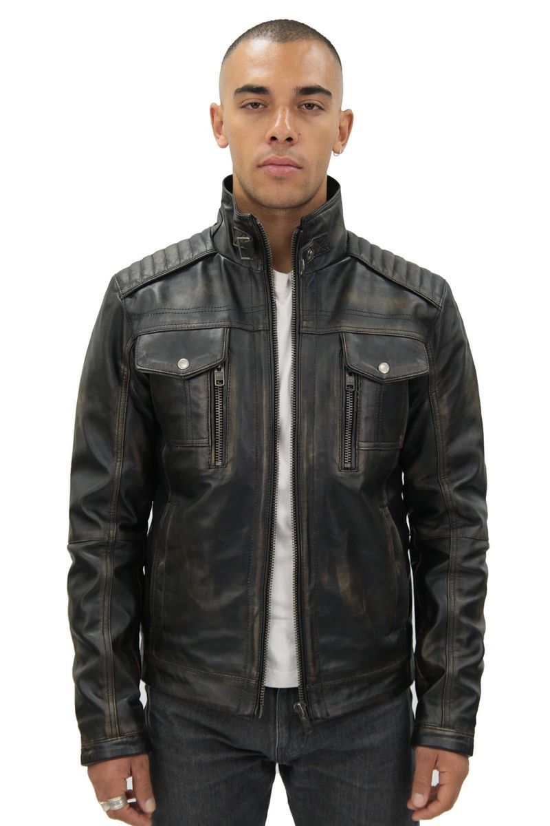 Vintage Leder-Bikerjacke