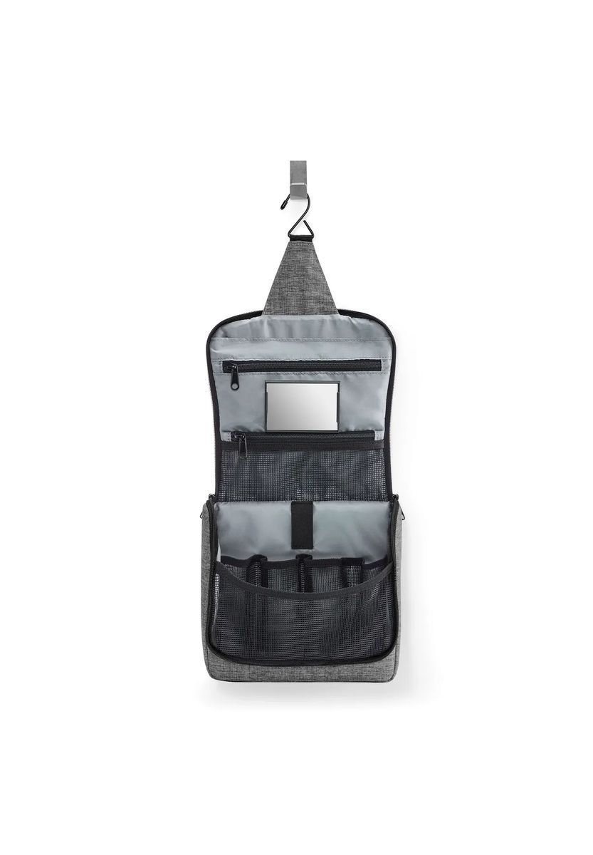 reisenthel® Kulturtasche, Aufhänger, Reißverschluss, Stecktaschen, Spiegel, grau, 99