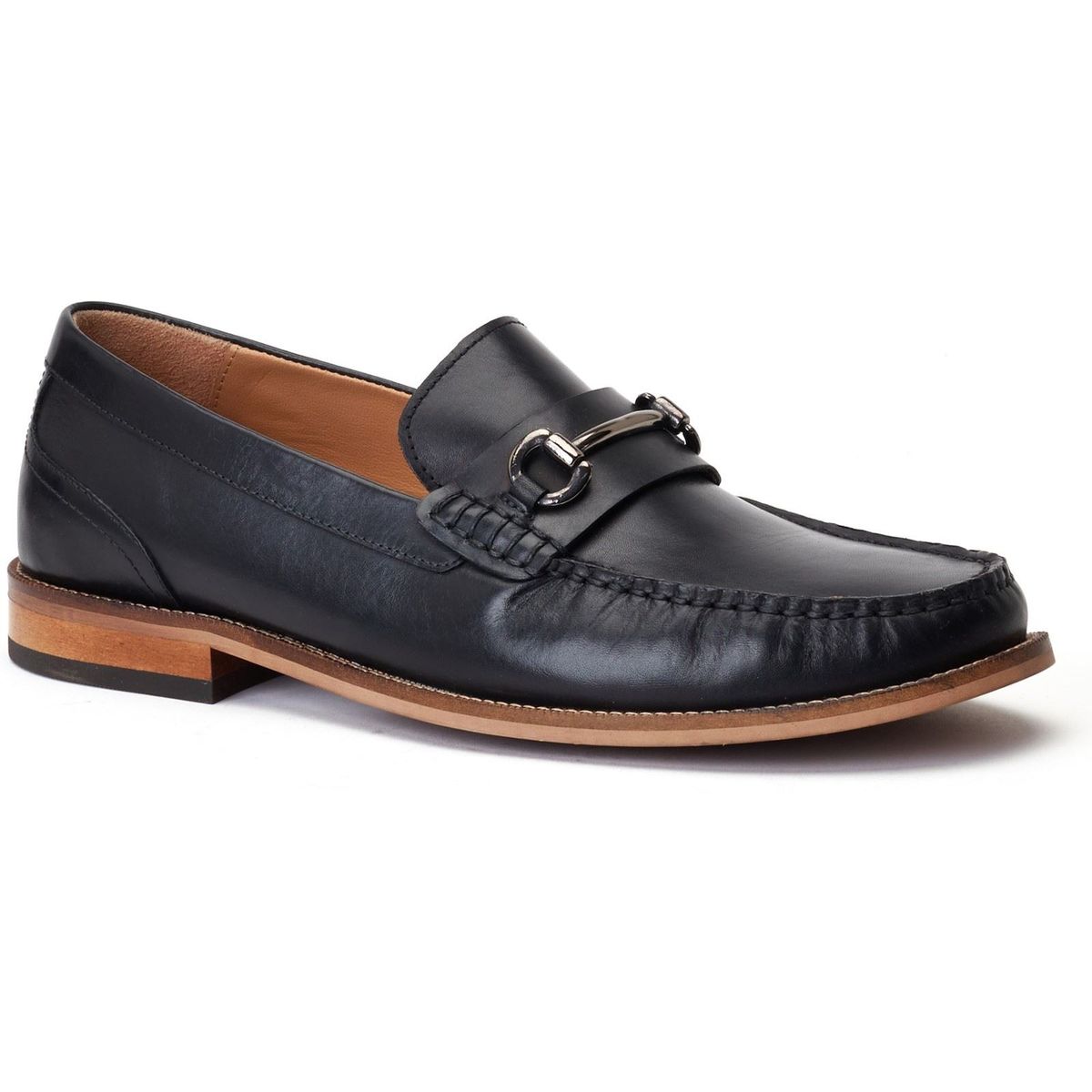 Base London Madison Leder Herren schwarze Mokassins