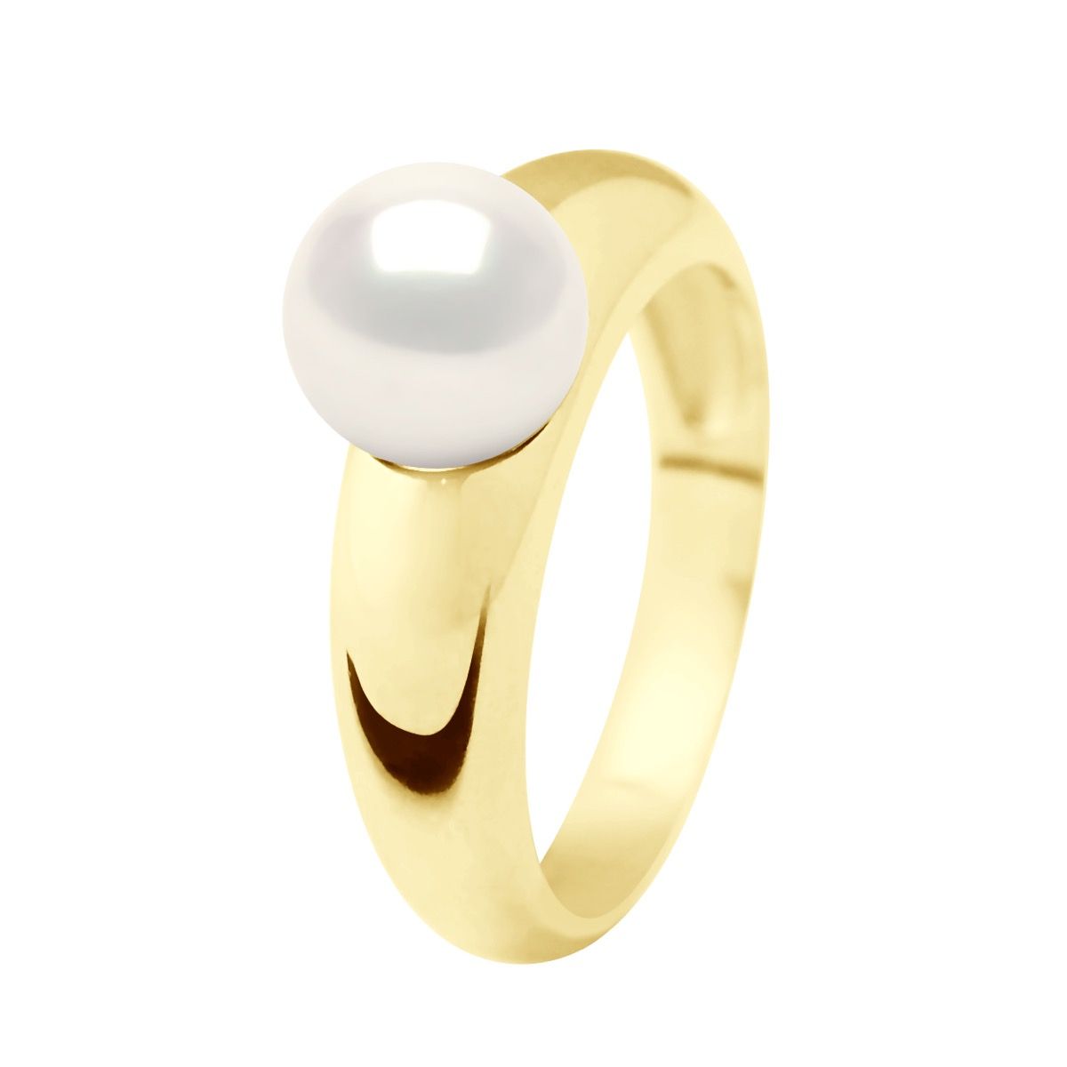 Eleganter Solitär-Perlenring aus Gelbgold