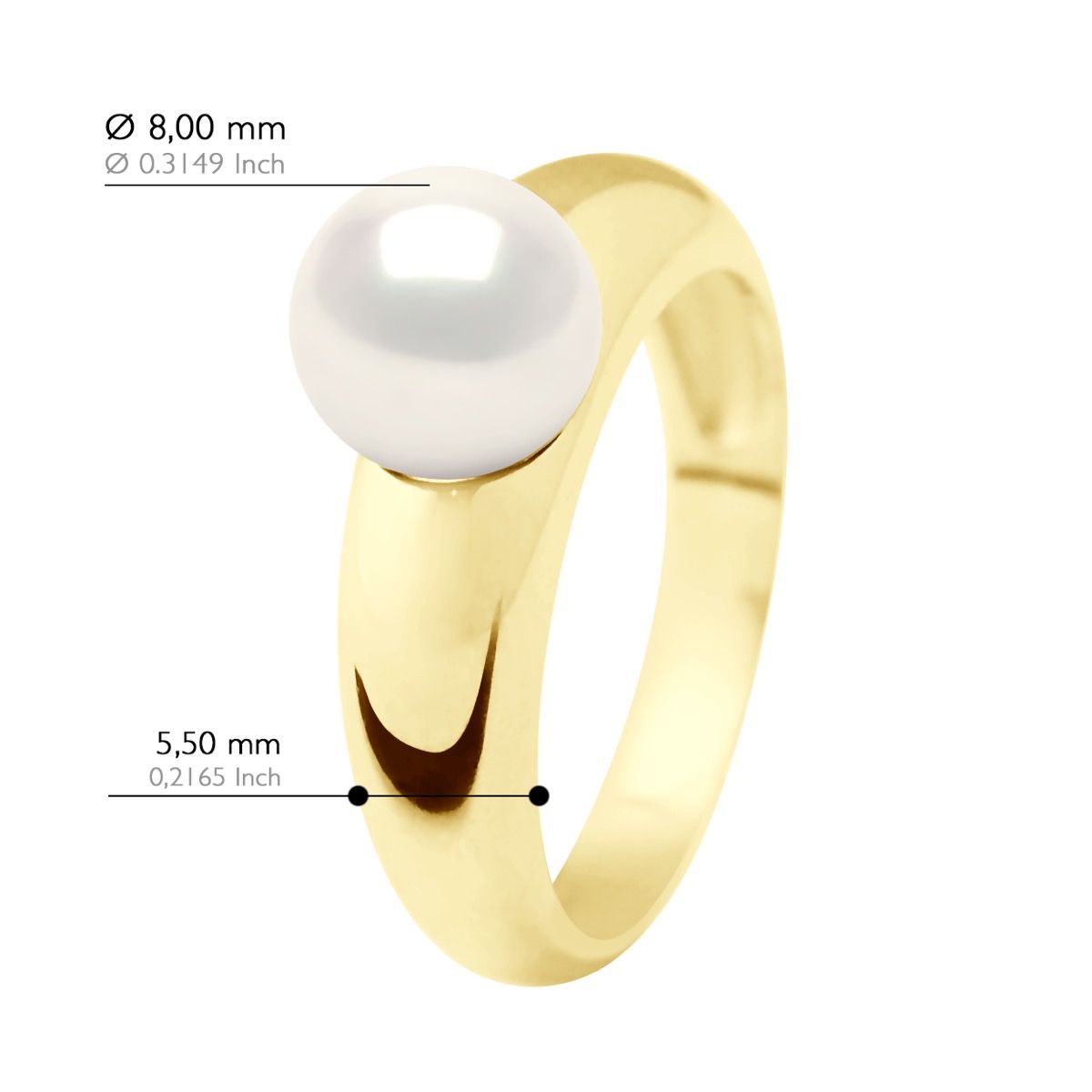 Eleganter Solitär-Perlenring aus Gelbgold