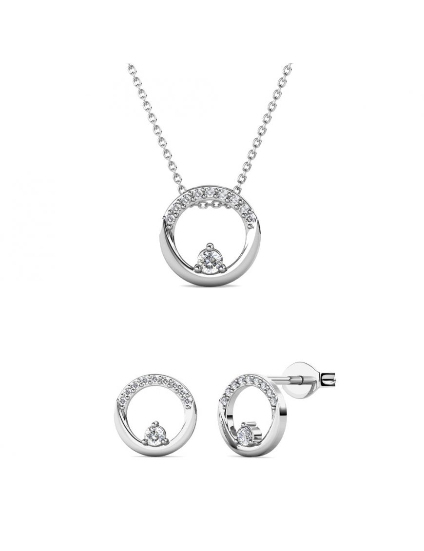 Kristallkreis Anhänger Halskette und Ohrring Set