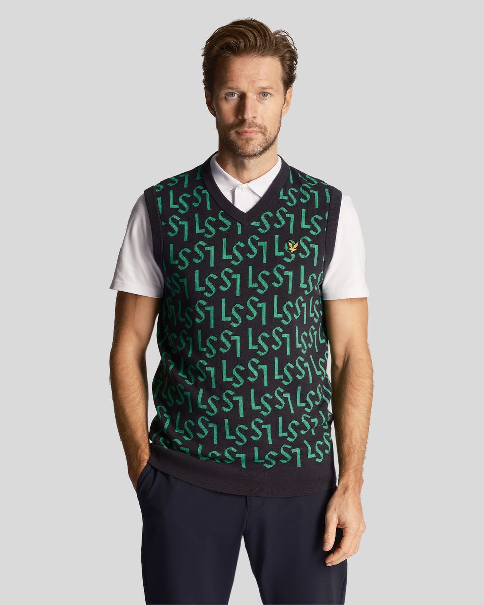 Golf-Strickweste mit Monogramm für Herren