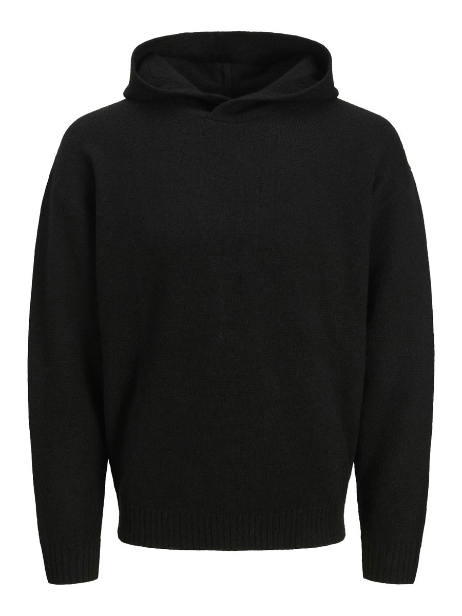 Strick-Hoodie mit geripptem Saum