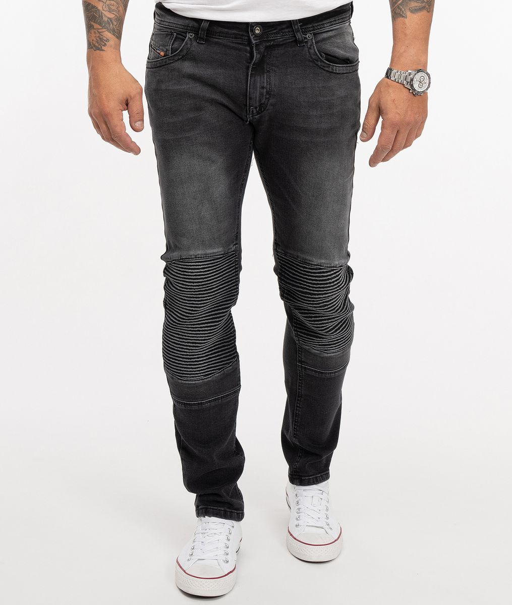 Herren Slim Fit Moto Jeans
