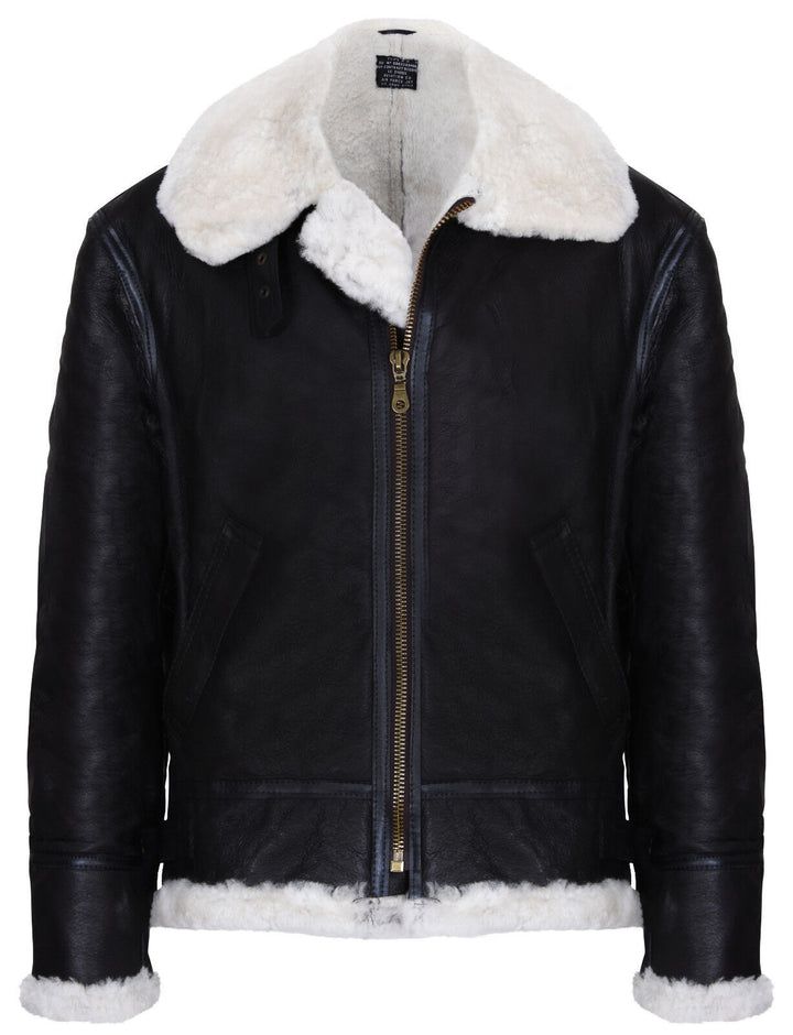 Klassische Shearling-Schaffell-Bomberjacke