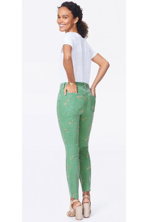High-Waist Skinny-Jeans mit Blumenmuster