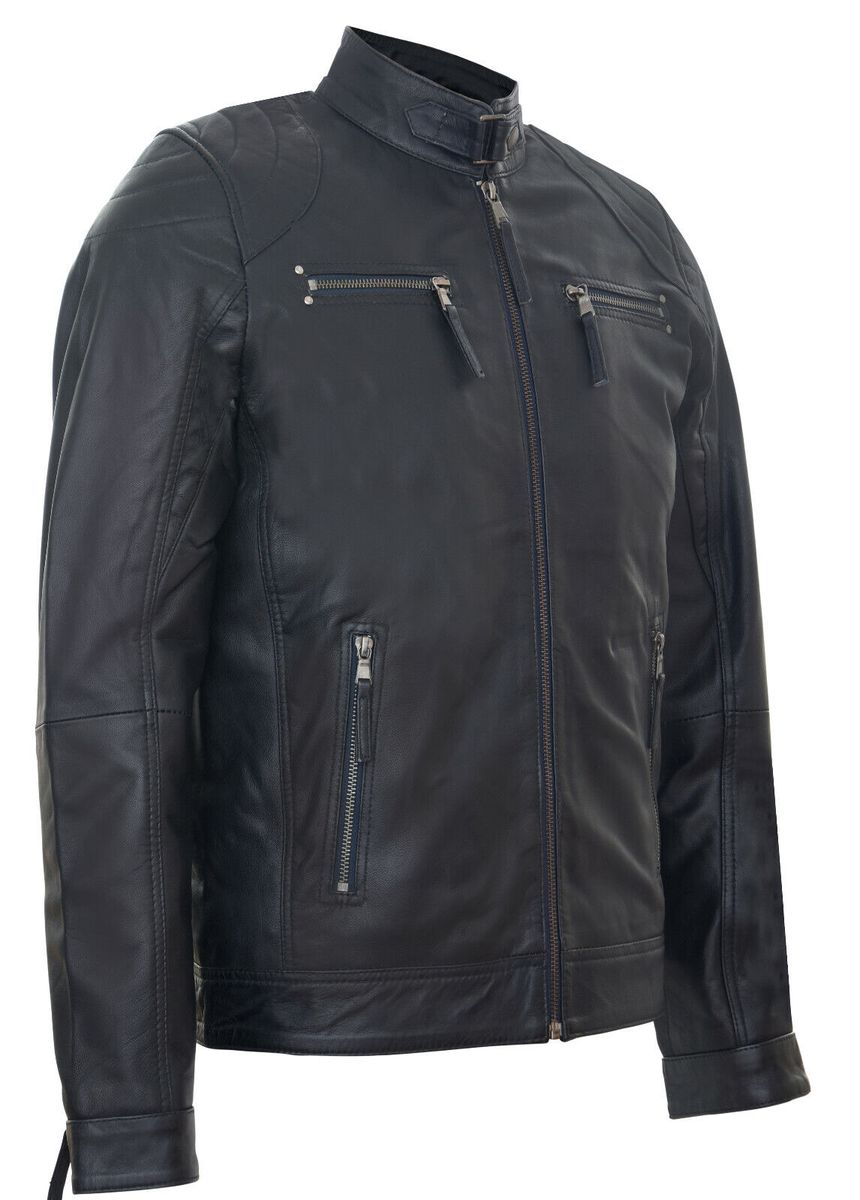 Klassische Biker-Rennjacke aus Lammleder