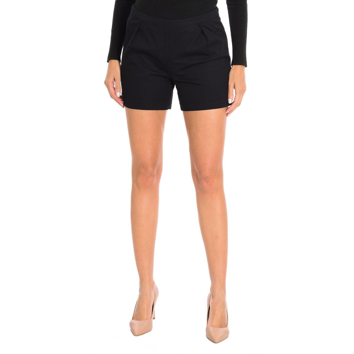 Schwarze, maßgeschneiderte High-Waist-Shorts