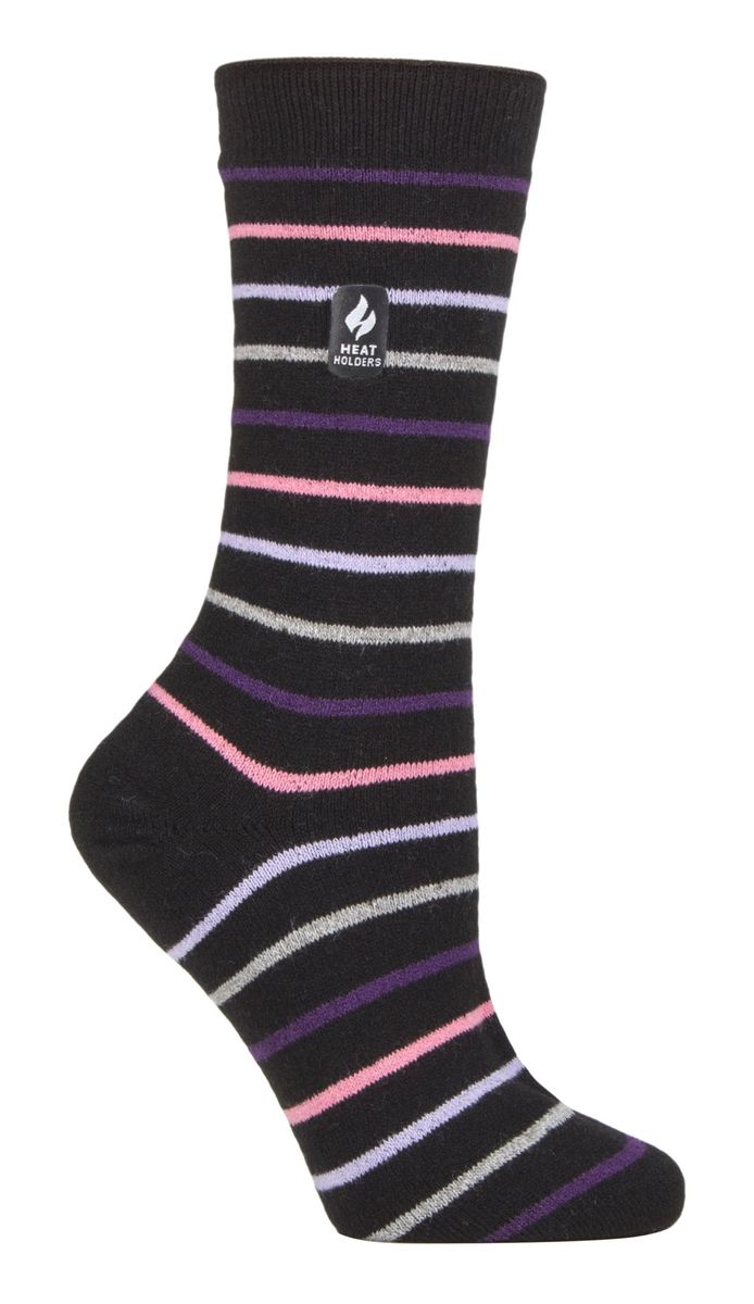 Heat Holders Damen Ultra Lite Thermal Brushed Inner Yarn Design Socken Schwarz (Riga)