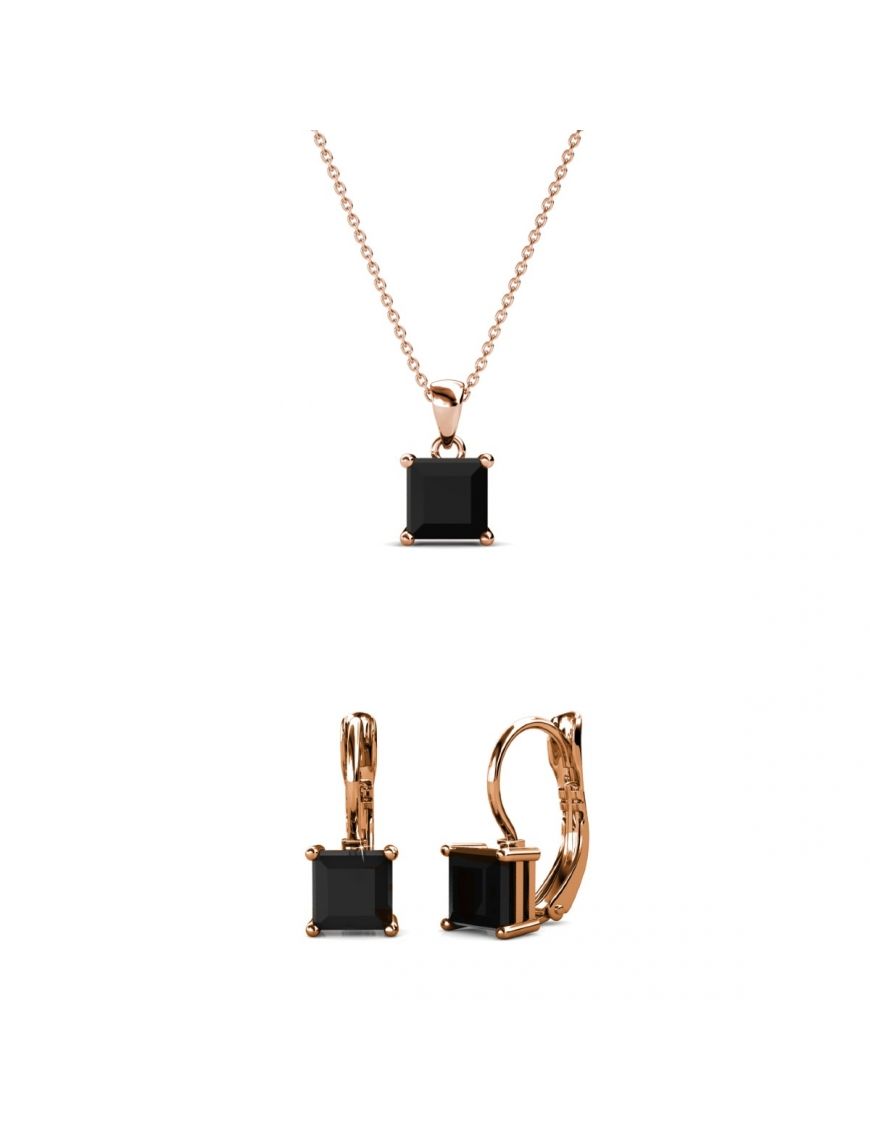 Roségoldenes Schwarzes Quadrat Schmuckset
