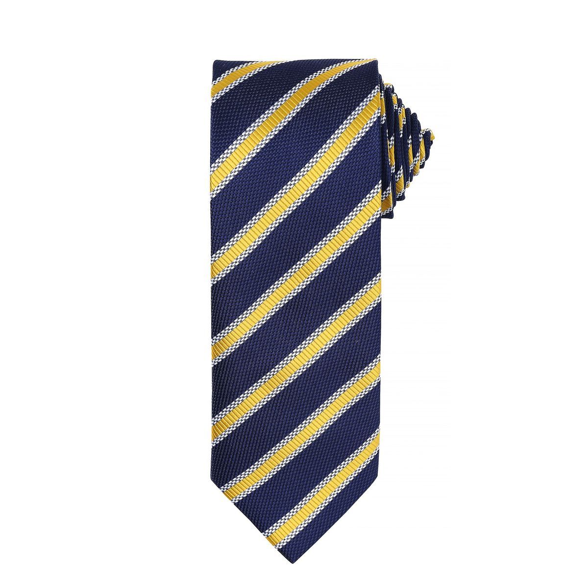 Marineblaue und gold gestreifte Krawatte