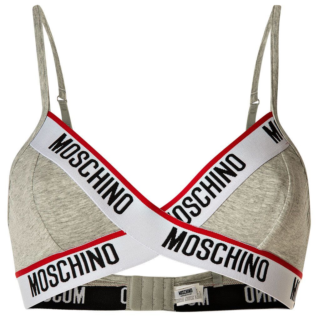 Stretch Baumwoll-Bralette mit Logo-Bändern