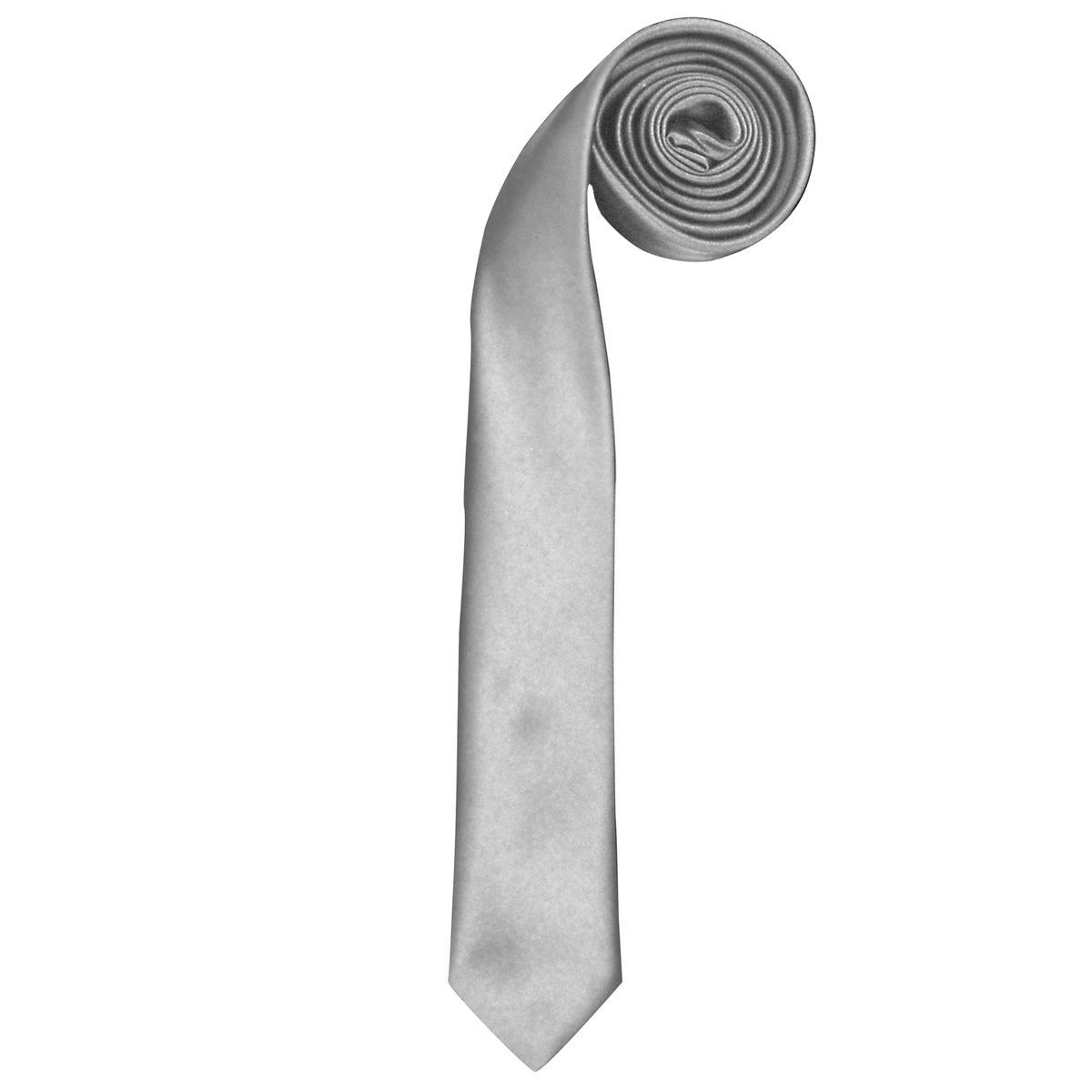 Schlanke silberfarbene Retro-Krawatte aus Satin
