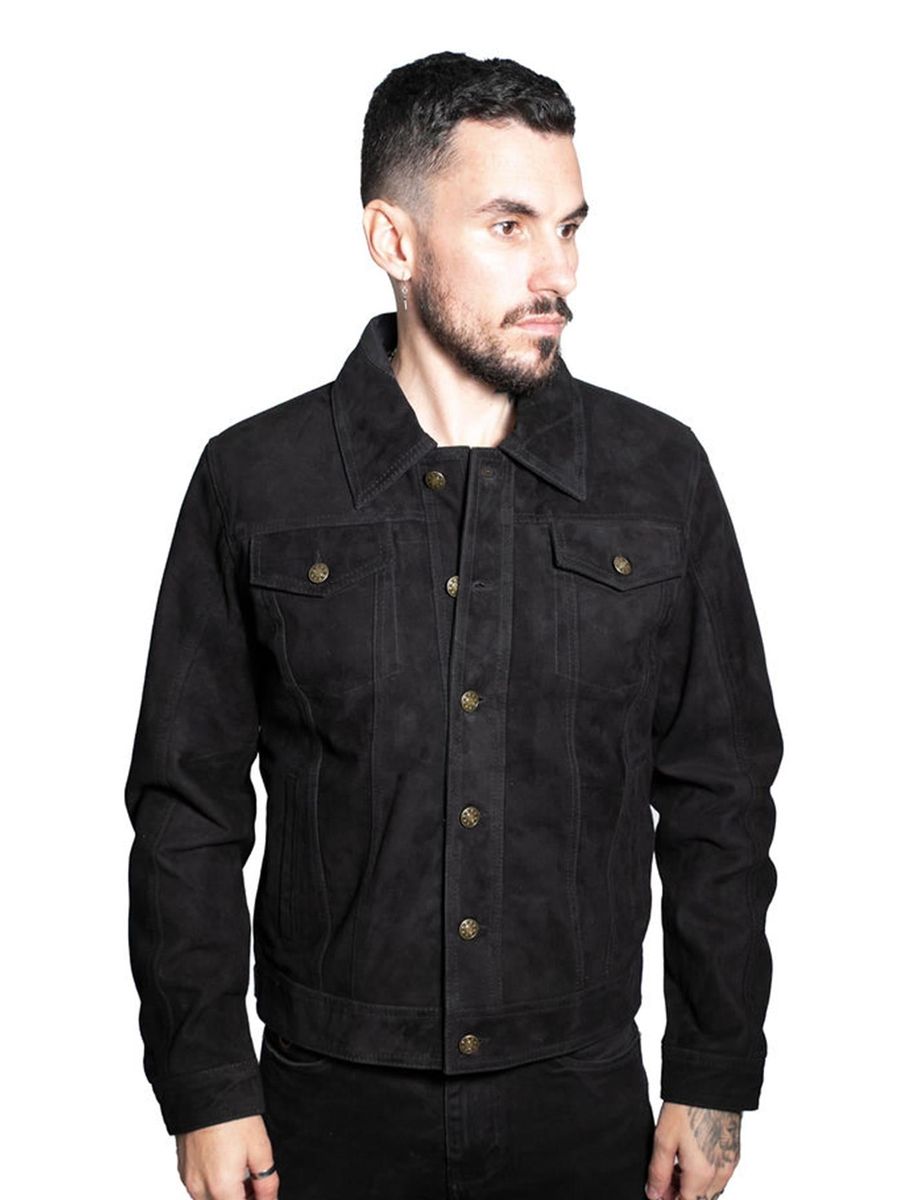 Herren-Truckerjacke aus Wildleder