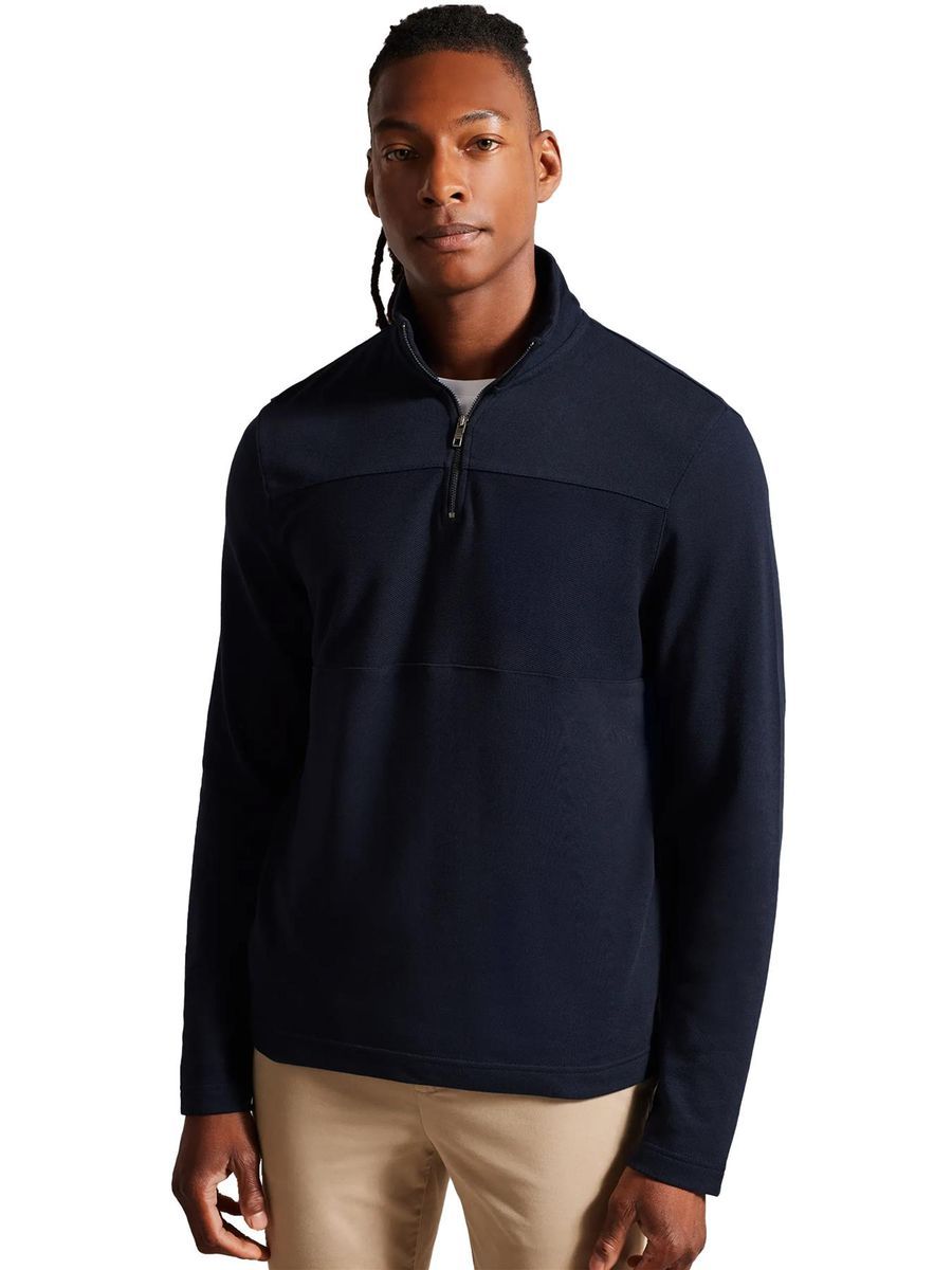 Herren Langarm Pullover mit halbem Reißverschluss