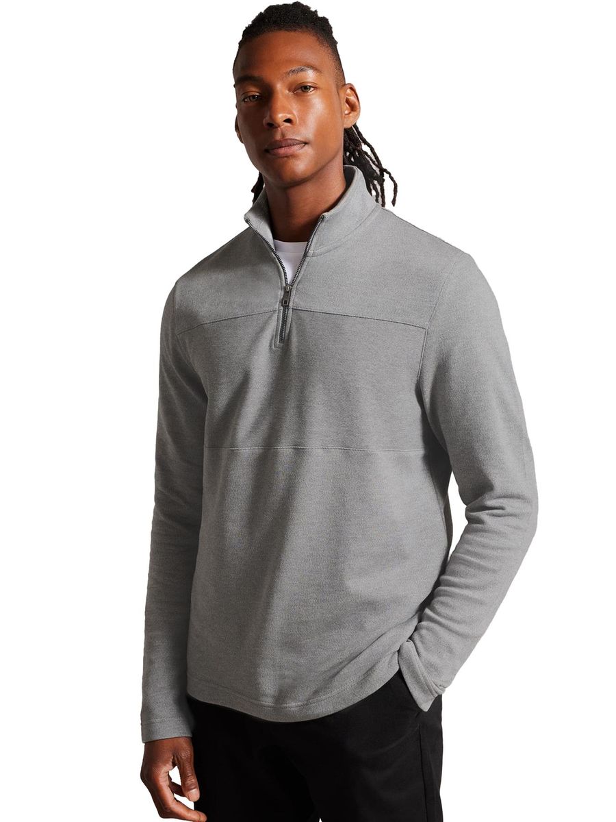 Herren Langarm Pullover mit halbem Reißverschluss