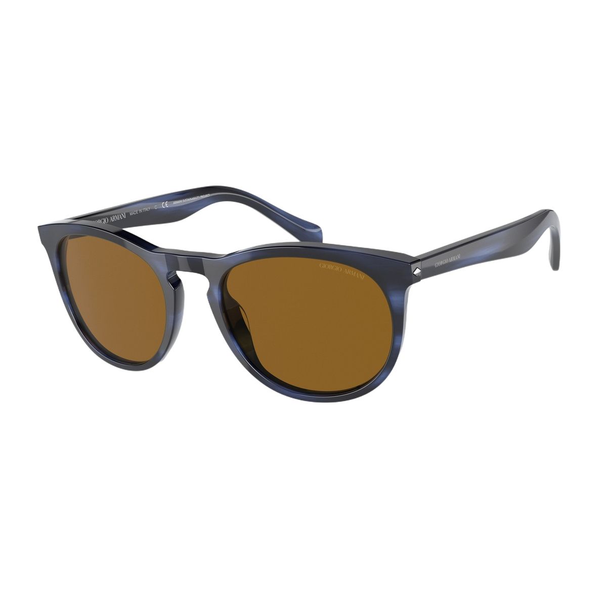 Runde Acetat-Sonnenbrille mit braunen Gläsern