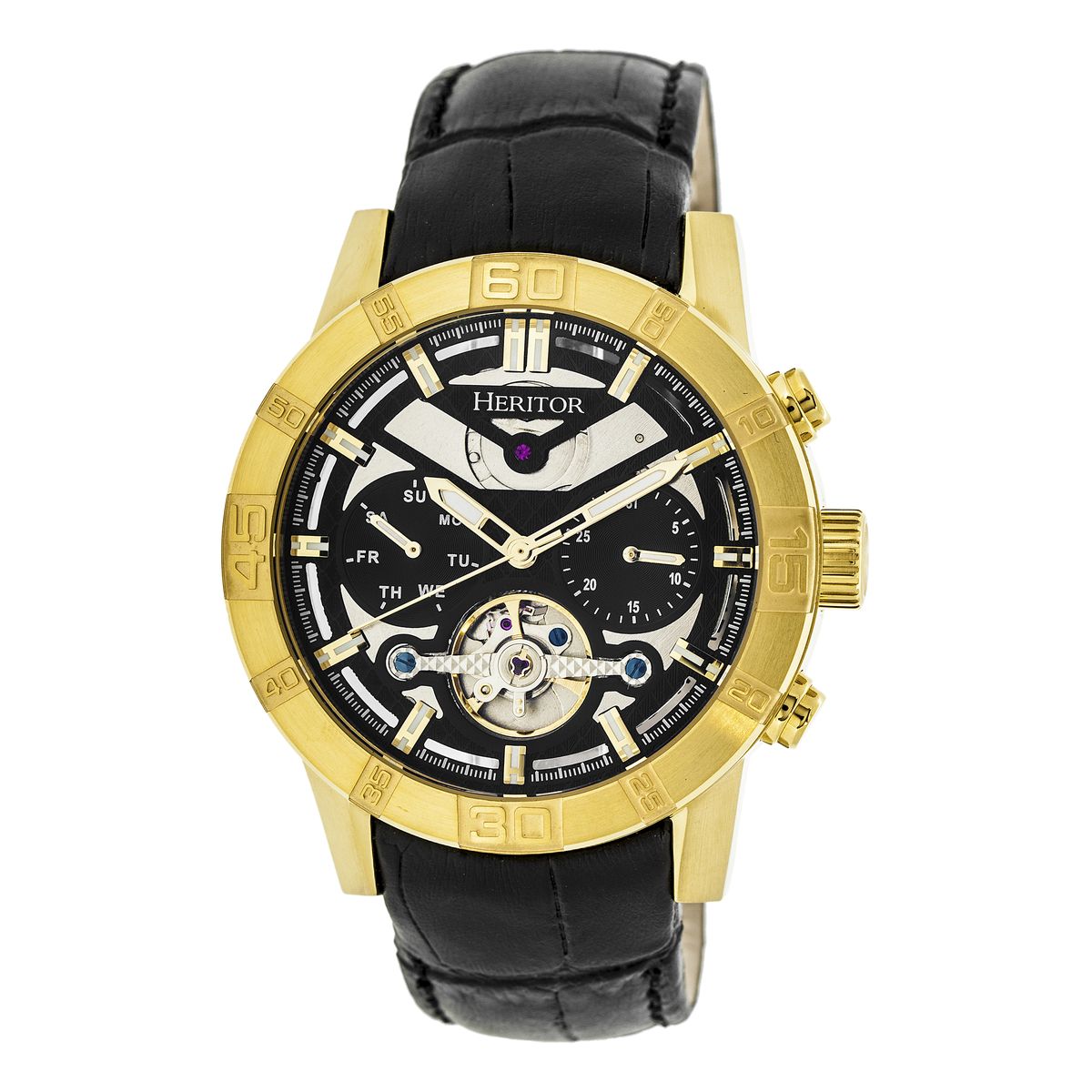 Automatikuhr Hannibal Halbskelett mit Lederarmband