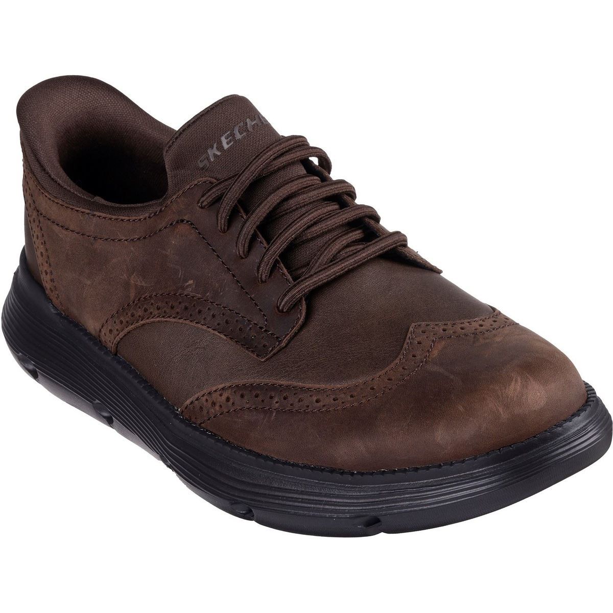Skechers Garza Sully Herrenschuhe aus Leder in Kakao mit Schnürung