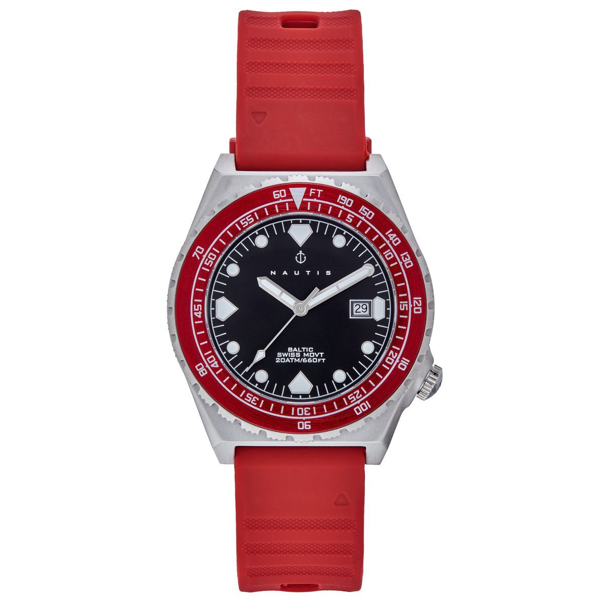Taucheruhr mit roter Lünette