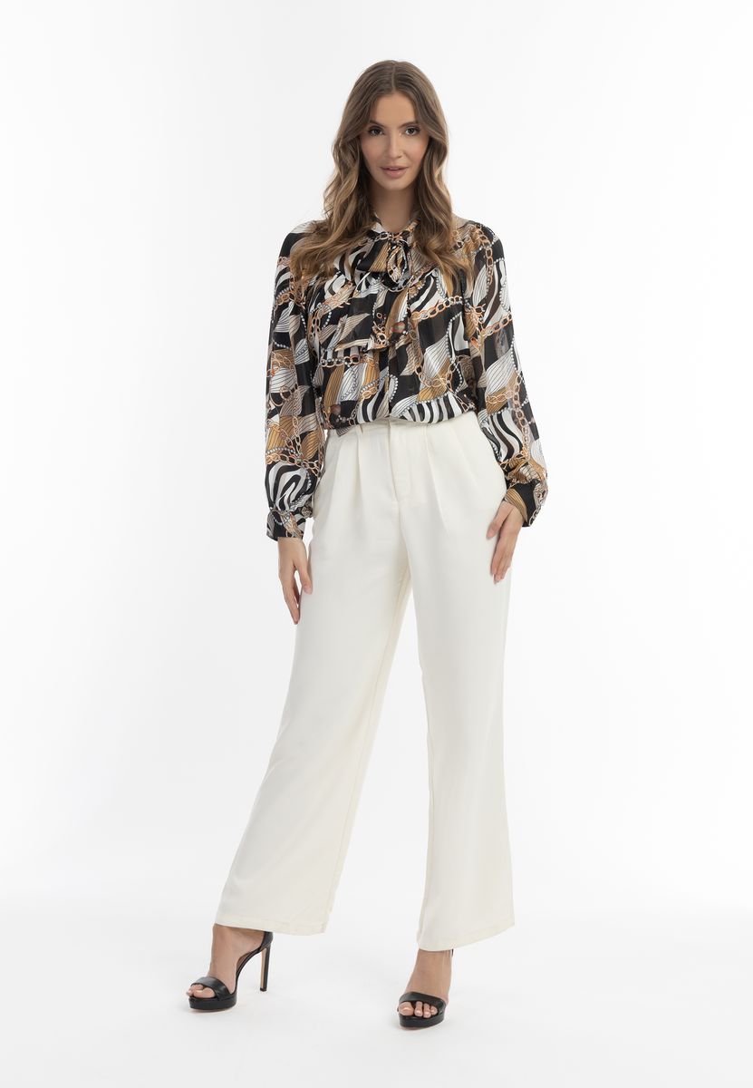 Gemusterte, leicht transparente Bluse mit Bindeband