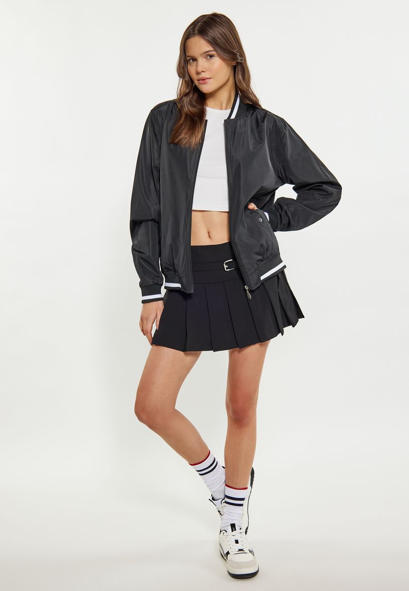 Satin-Finish College Bomberjacke