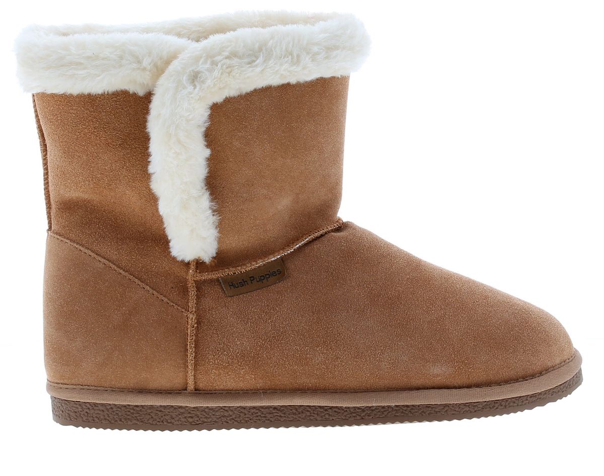 Wildleder-Hausschuh-Stiefel mit Fellbesatz