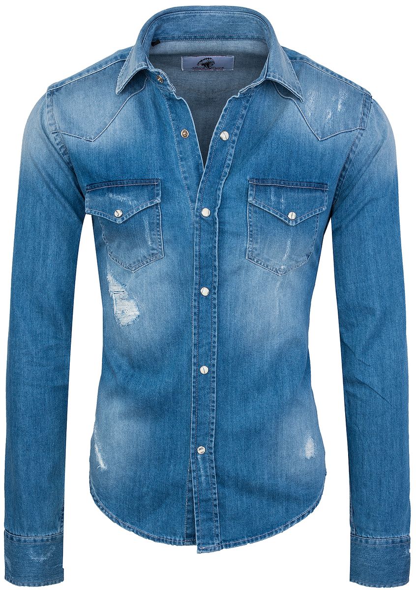Jeanshemd im Used-Look