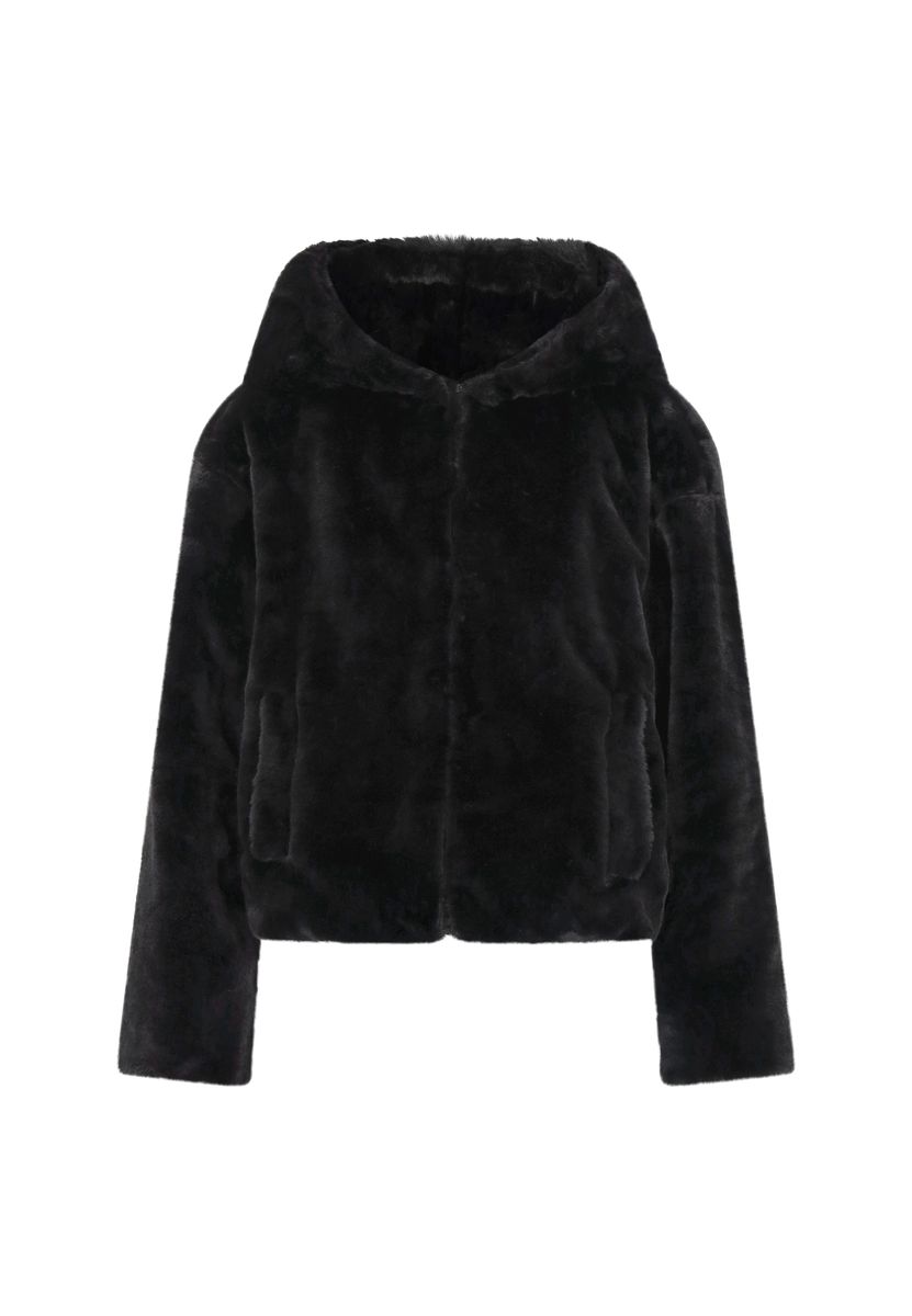 Flauschige Kapuzenjacke aus Kunstfell