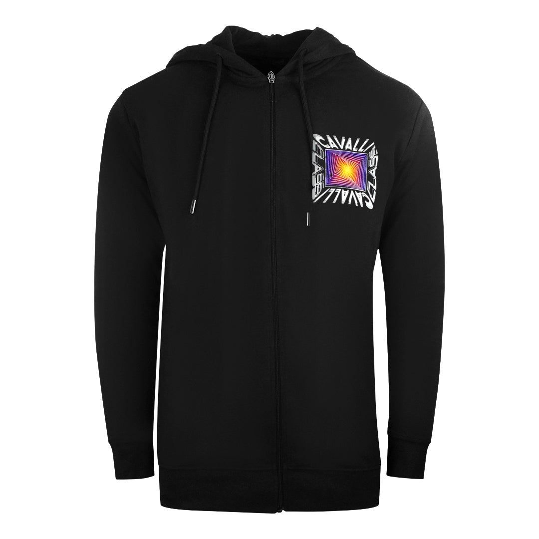 Schwarzer Kapuzenpullover mit Reißverschluss und Logo