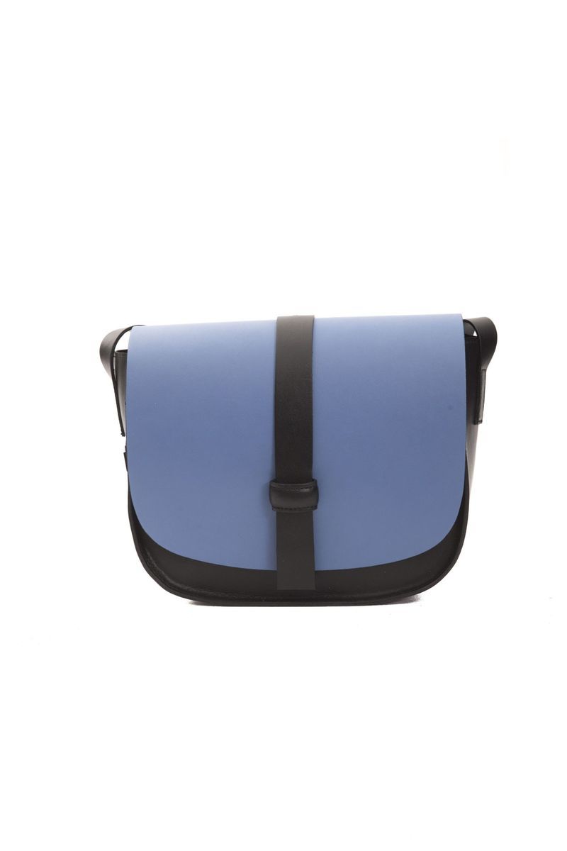 Minimalistische blaue Leder-Umhängetasche
