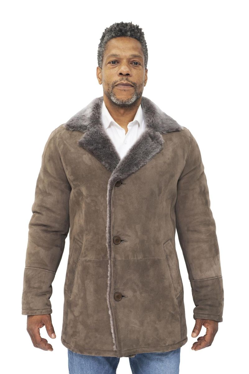 Herren Shearling Oldtimer Automantel