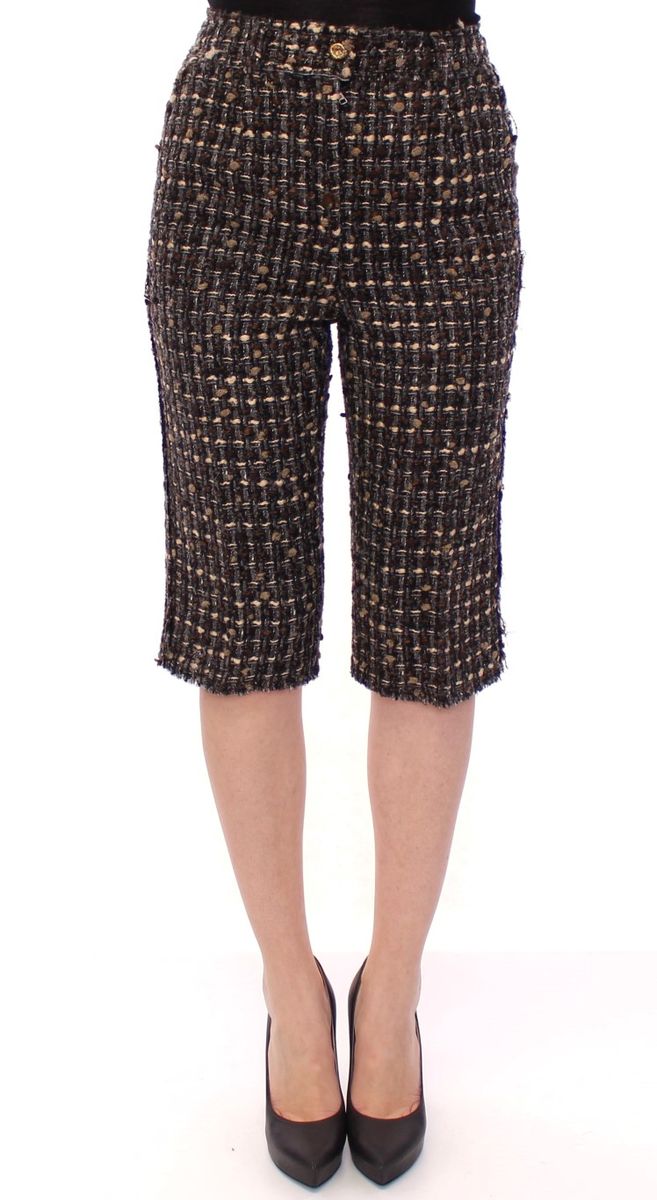 Tweed Capri Hose mit ausgefranstem Saum