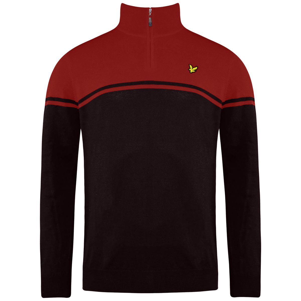 Gestreifter Golf-Pullover mit Viertelreißverschluss