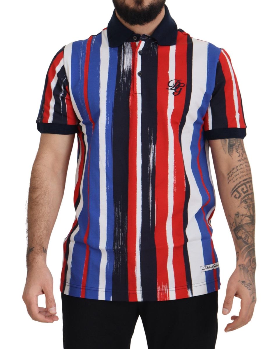 Dolce & Gabbana Mehrfarbiges Baumwoll-Polo-Shirt für Herren