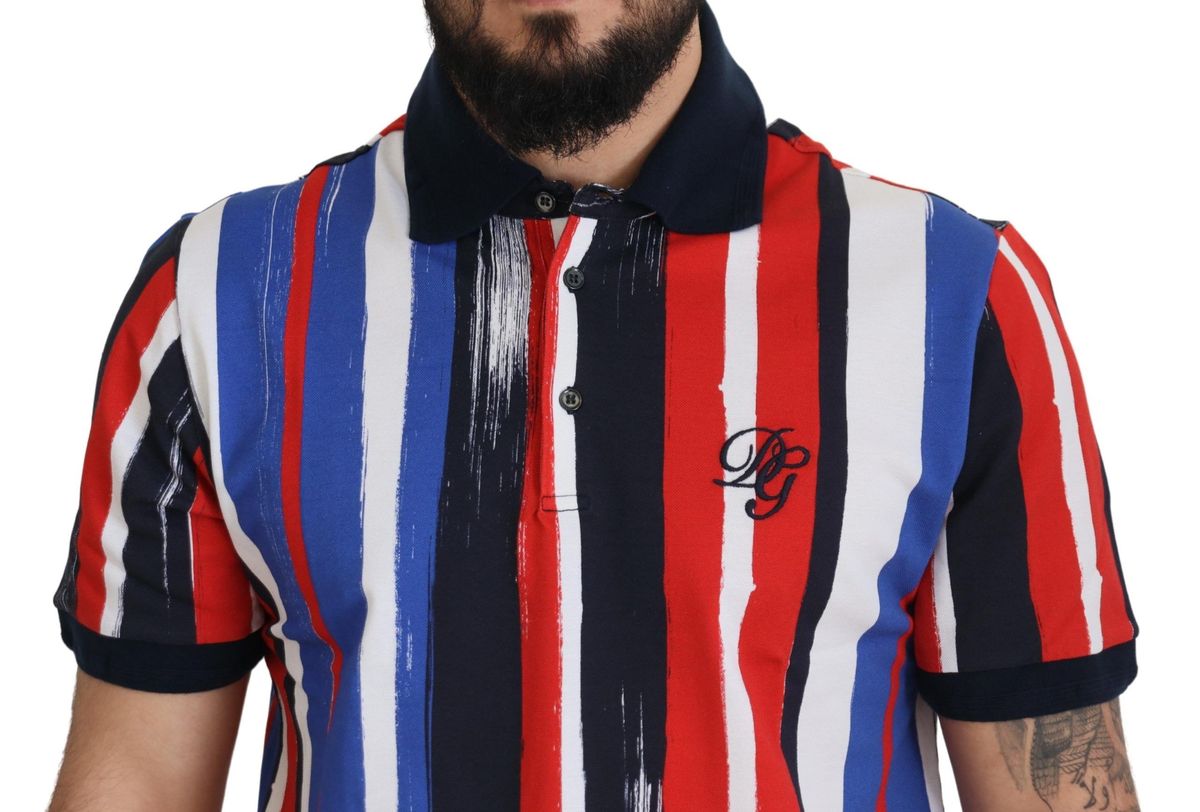 Polo-Shirt mit vertikalen Pinselstrich-Streifen