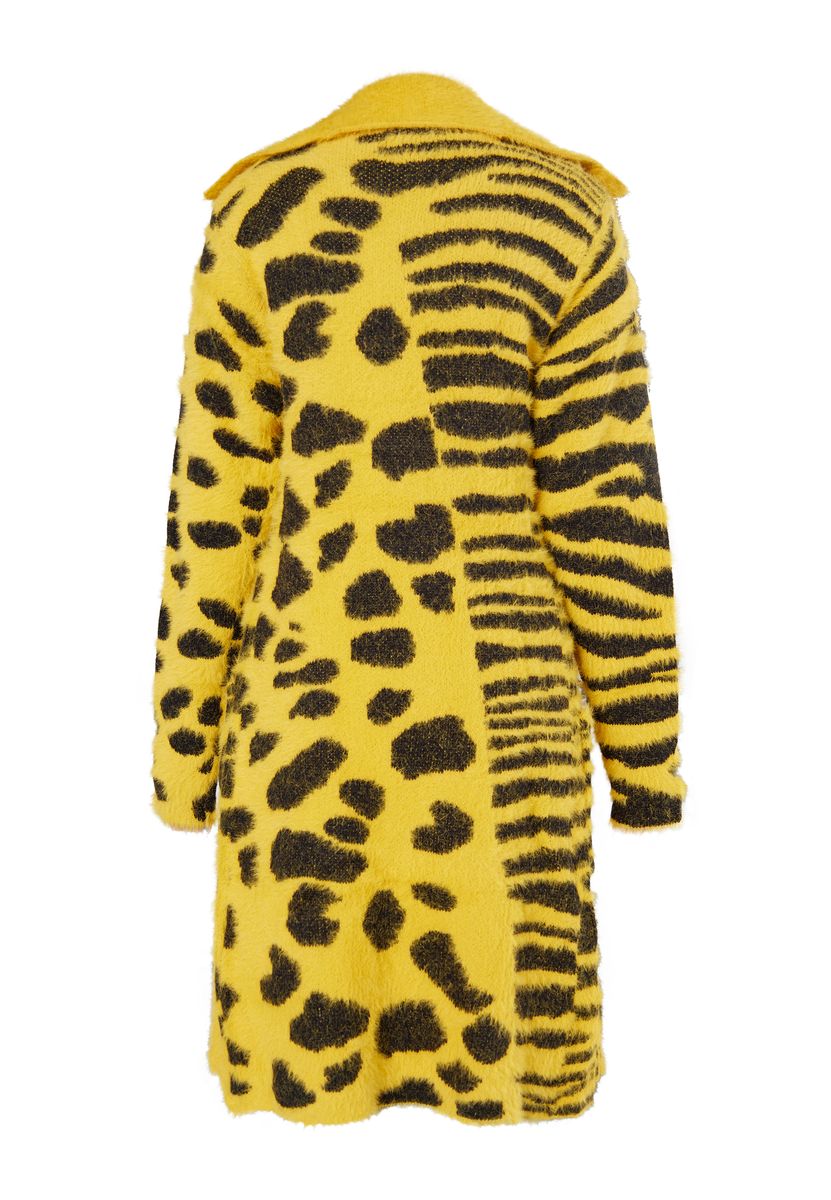 Long-Cardigan mit animalischem Mustermix