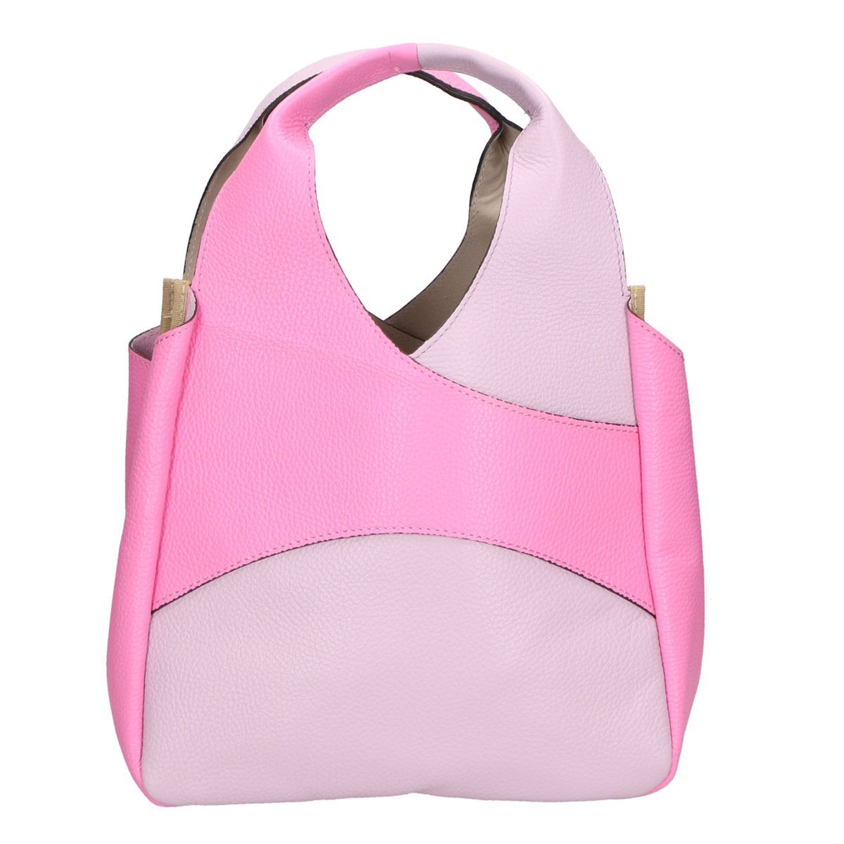 Zweifarbige Leder Henkeltasche