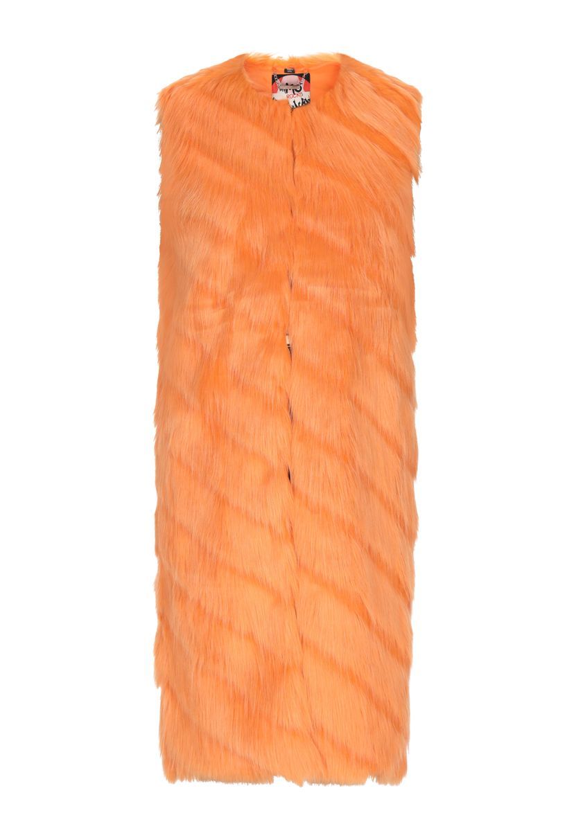 Orange ärmellose Weste aus Kunstpelz
