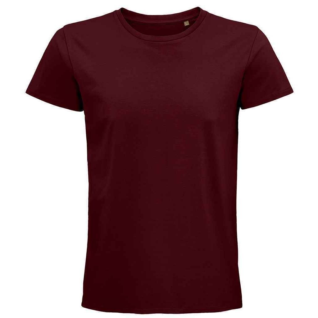 Klassisches burgunderrotes T-Shirt mit Rundhalsausschnitt