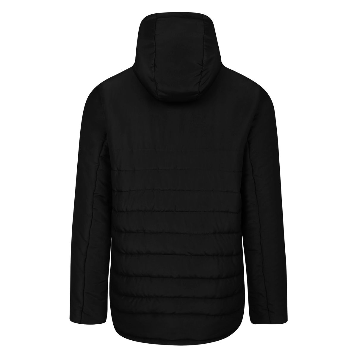 Lange wattierte Bench-Jacke mit Kapuze