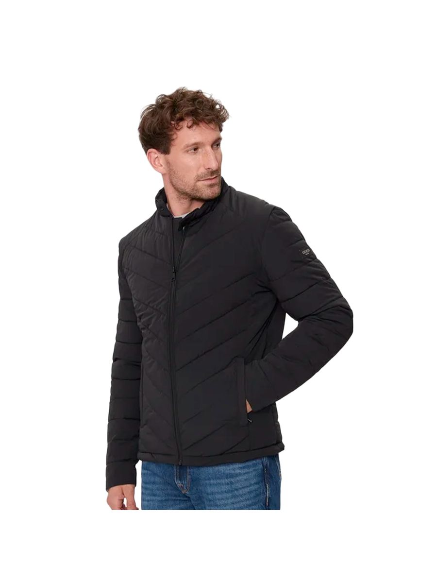 Herren Steppjacke Gepolstert Schwarz