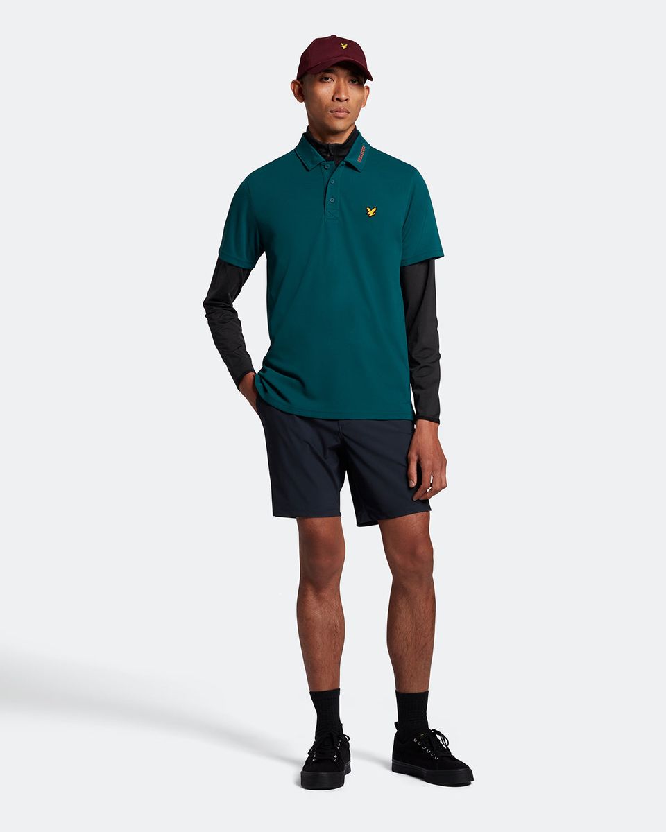 Technisches Golf-Poloshirt mit Kragen-Logo