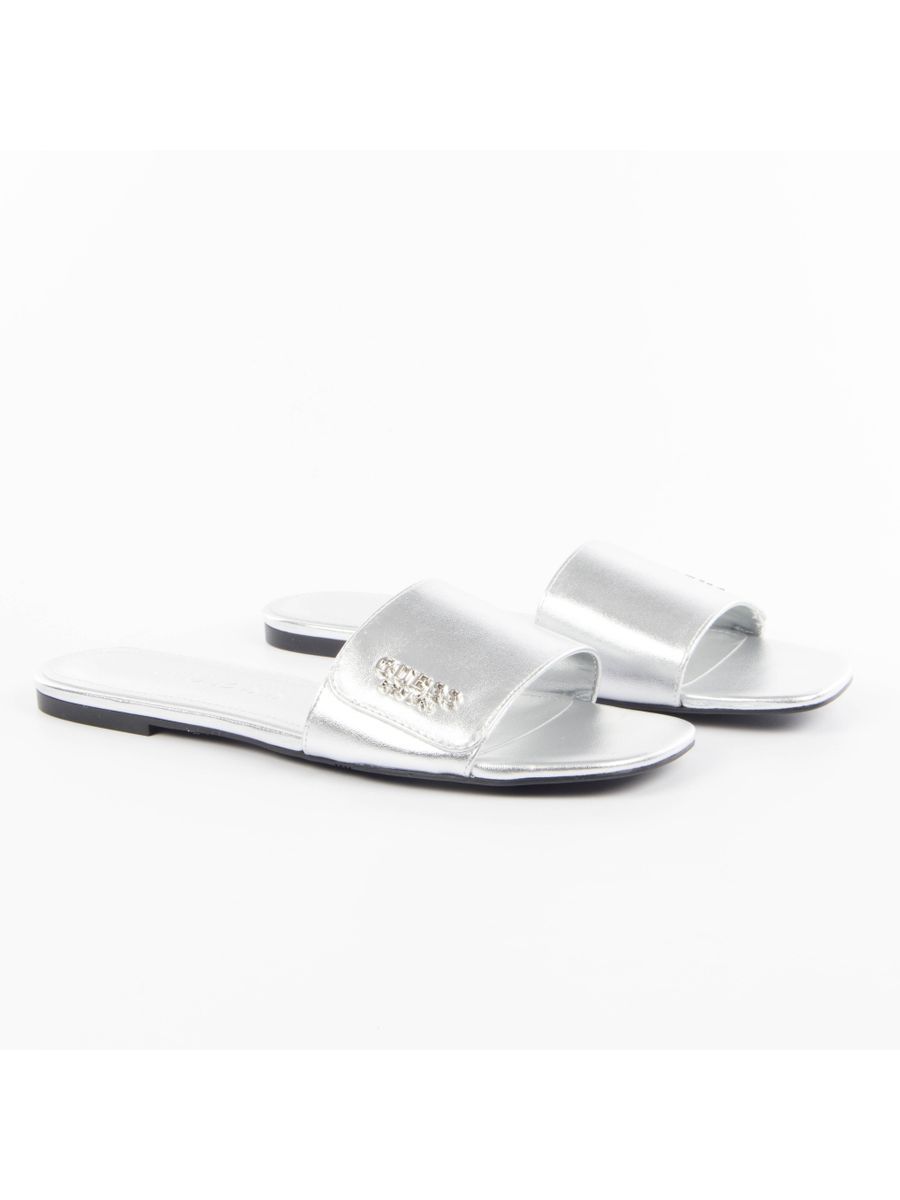 Silberne Metallic Pantolette