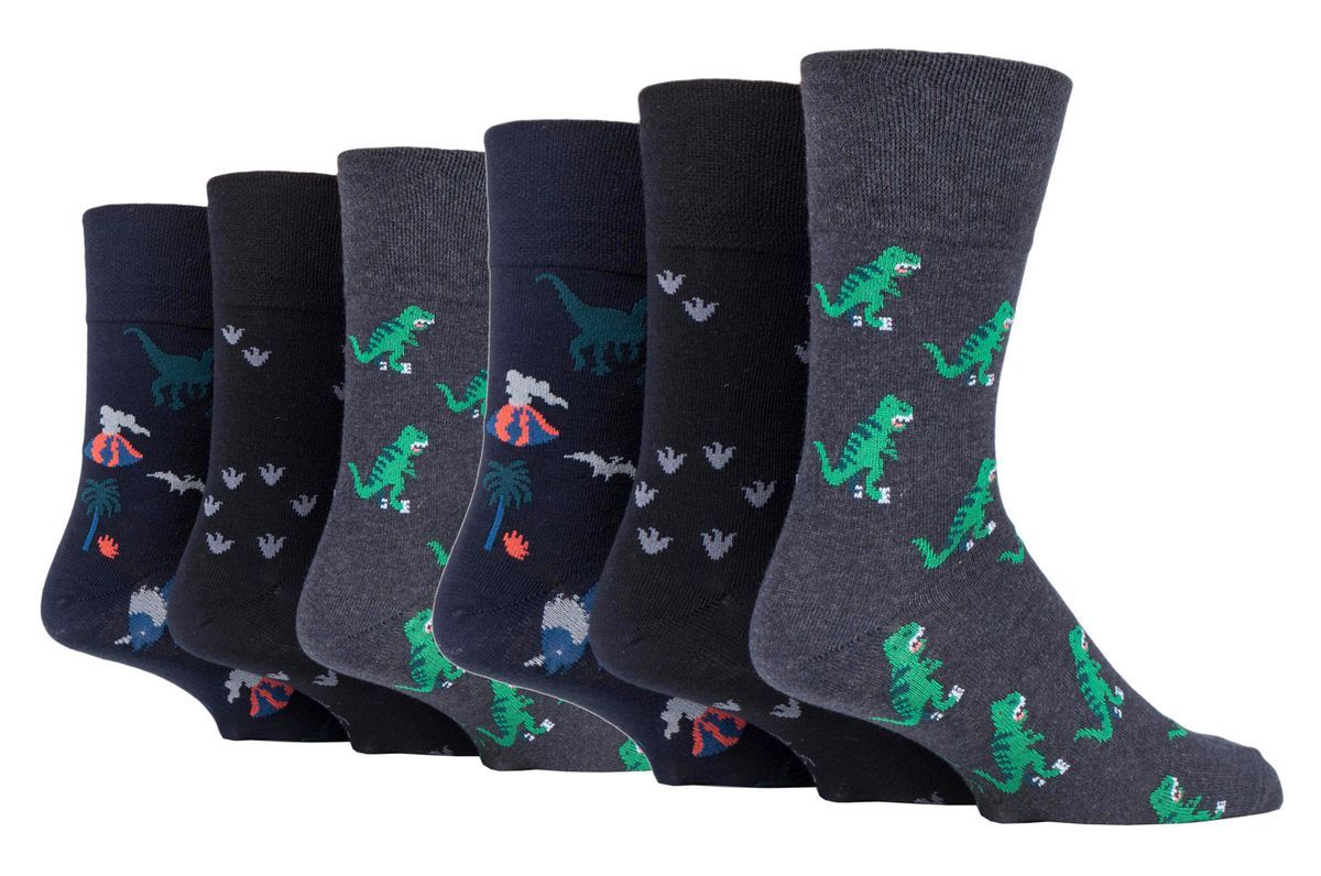 Herren Gentle Grip Socken mit Dinosaurier Muster